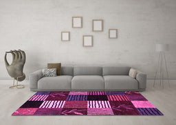 Machine Washable Abstract Pink Modern Rug in a Living Room, wshabs4220pnk