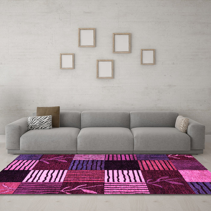 Machine Washable Abstract Pink Modern Rug in a Living Room, wshabs4220pnk