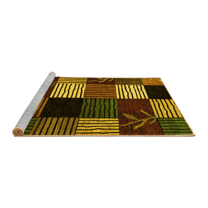 Sideview of Machine Washable Abstract Yellow Modern Rug, wshabs4220yw