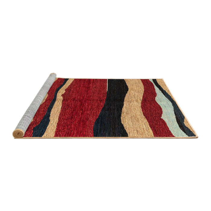 Sideview of Machine Washable Abstract Orange Brown Rug, wshabs4221