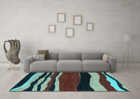 Machine Washable Abstract Light Blue Modern Rug, wshabs4221lblu