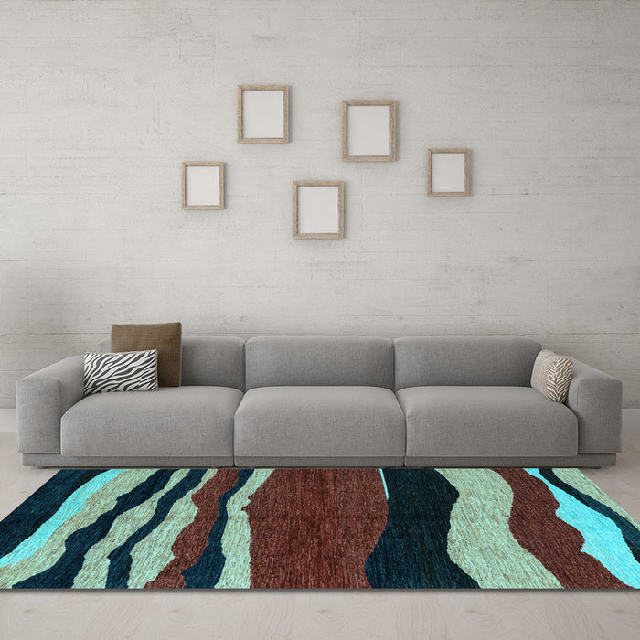 Machine Washable Abstract Light Blue Modern Rug in a Living Room, wshabs4221lblu