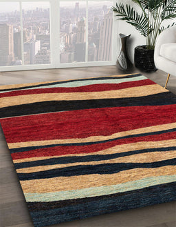 Abstract Orange Brown Modern Rug in Family Room, abs4221