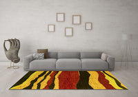 Machine Washable Abstract Yellow Modern Rug, wshabs4221yw