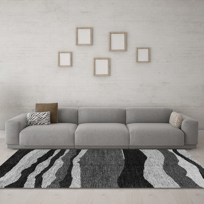 Machine Washable Abstract Gray Modern Rug in a Living Room,, wshabs4221gry