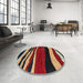 Round Abstract Orange Brown Modern Rug in a Office, abs4221