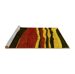 Sideview of Machine Washable Abstract Yellow Modern Rug, wshabs4221yw