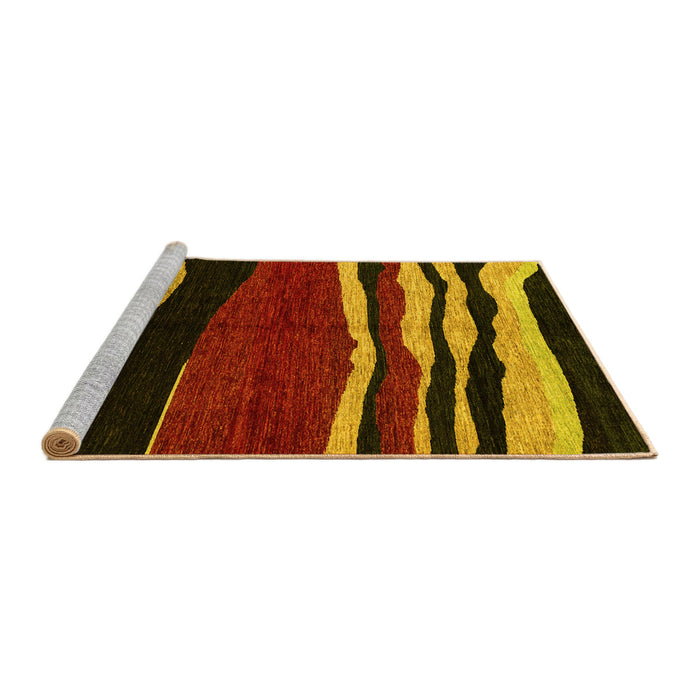 Sideview of Machine Washable Abstract Yellow Modern Rug, wshabs4221yw