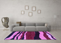 Machine Washable Abstract Purple Modern Rug, wshabs4221pur