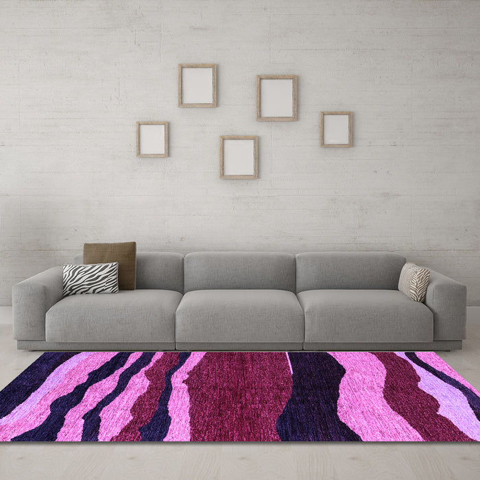 Machine Washable Abstract Purple Modern Area Rugs in a Living Room, wshabs4221pur