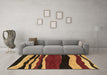 Machine Washable Abstract Brown Modern Rug in a Living Room,, wshabs4221brn