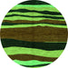 Round Machine Washable Abstract Green Modern Area Rugs, wshabs4221grn