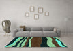 Machine Washable Abstract Turquoise Modern Area Rugs in a Living Room,, wshabs4221turq