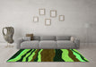 Machine Washable Abstract Green Modern Area Rugs in a Living Room,, wshabs4221grn