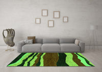 Machine Washable Abstract Green Modern Rug, wshabs4221grn