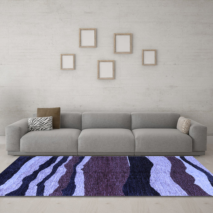 Machine Washable Abstract Blue Modern Rug in a Living Room, wshabs4221blu