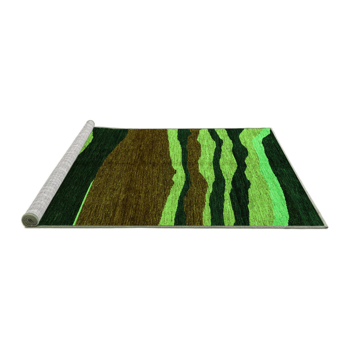 Sideview of Machine Washable Abstract Green Modern Area Rugs, wshabs4221grn