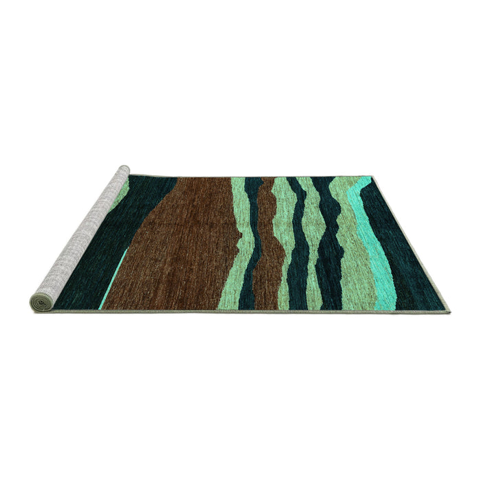 Sideview of Machine Washable Abstract Turquoise Modern Area Rugs, wshabs4221turq