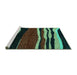 Sideview of Machine Washable Abstract Turquoise Modern Area Rugs, wshabs4221turq