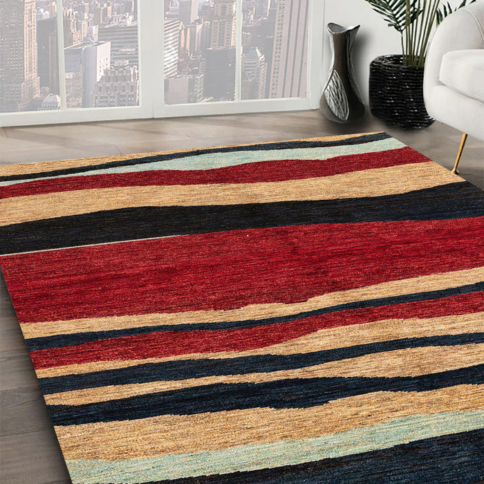 Machine Washable Abstract Orange Brown Rug in a Family Room, wshabs4221