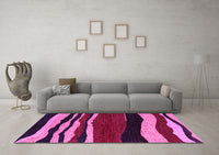 Machine Washable Abstract Pink Modern Rug, wshabs4221pnk