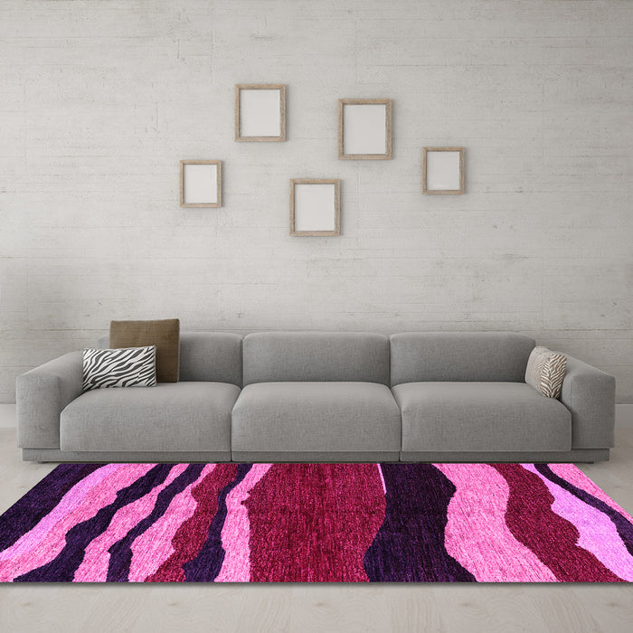 Machine Washable Abstract Pink Modern Rug in a Living Room, wshabs4221pnk
