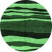 Round Abstract Emerald Green Modern Rug, abs4221emgrn