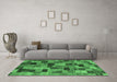 Machine Washable Abstract Emerald Green Modern Area Rugs in a Living Room,, wshabs4222emgrn