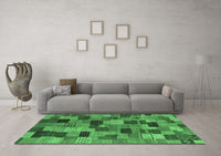 Machine Washable Abstract Emerald Green Modern Rug, wshabs4222emgrn