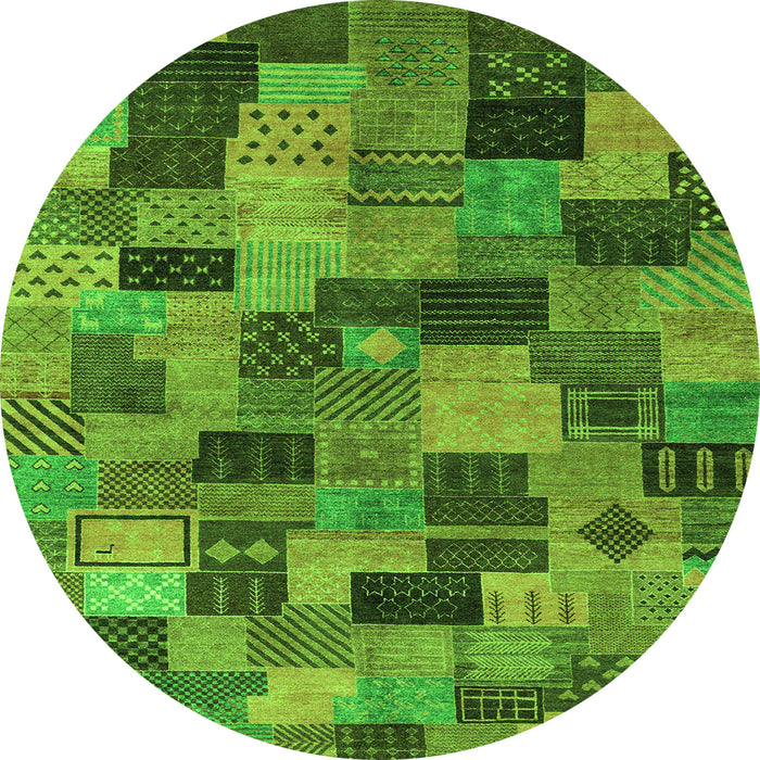 Round Abstract Green Modern Rug, abs4222grn