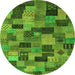 Round Abstract Green Modern Rug, abs4222grn