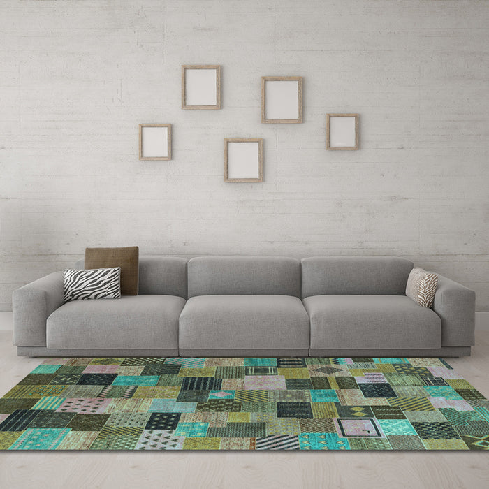 Machine Washable Abstract Light Blue Modern Rug in a Living Room, wshabs4222lblu