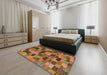 Abstract Dark Sienna Brown Modern Rug in a Bedroom, abs4222