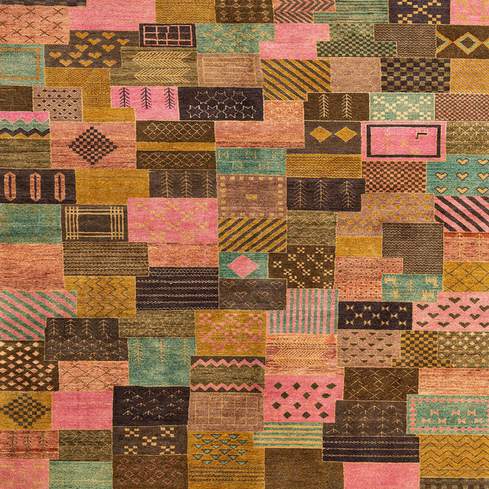 Square Abstract Dark Sienna Brown Modern Rug, abs4222