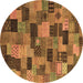 Round Machine Washable Abstract Brown Modern Rug, wshabs4222brn