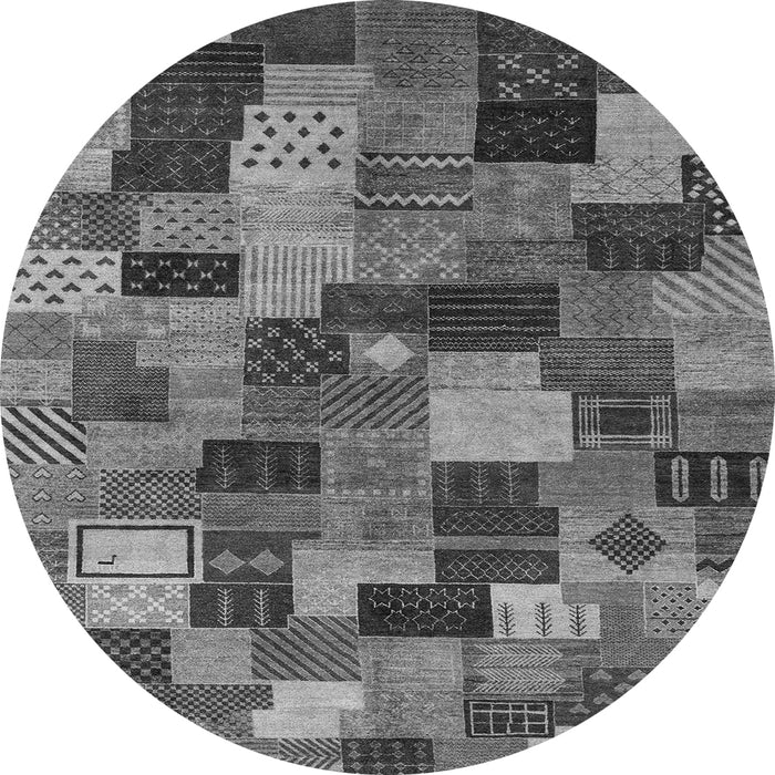 Round Machine Washable Abstract Gray Modern Rug, wshabs4222gry