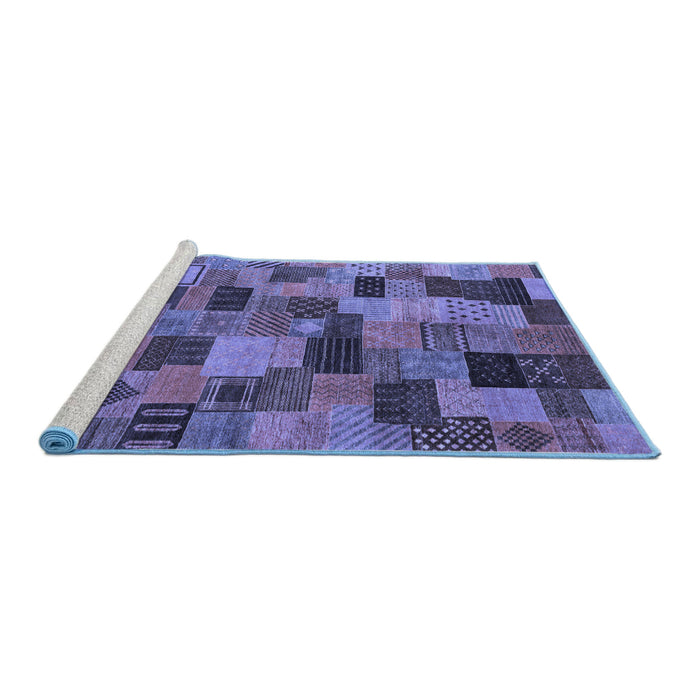 Sideview of Machine Washable Abstract Blue Modern Rug, wshabs4222blu