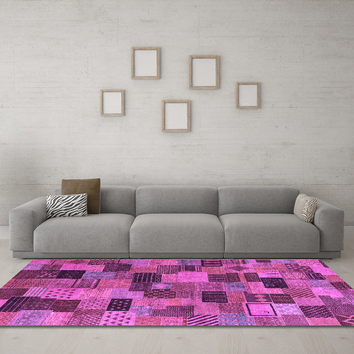 Machine Washable Abstract Purple Modern Area Rugs in a Living Room, wshabs4222pur