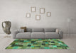 Machine Washable Abstract Turquoise Modern Area Rugs in a Living Room,, wshabs4222turq