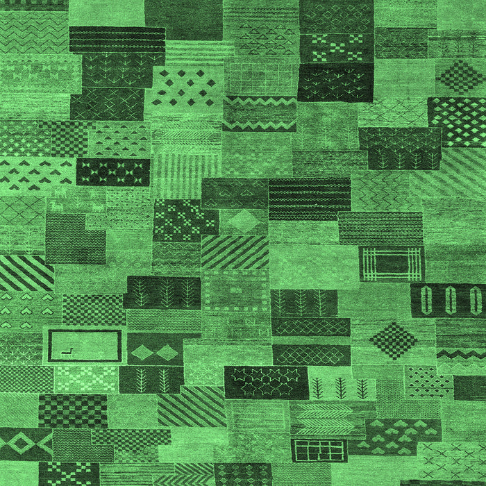 Square Abstract Emerald Green Modern Rug, abs4222emgrn