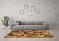 Machine Washable Abstract Brown Modern Rug, wshabs4222brn