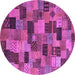 Round Machine Washable Abstract Purple Modern Area Rugs, wshabs4222pur