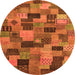 Round Abstract Orange Modern Rug, abs4222org