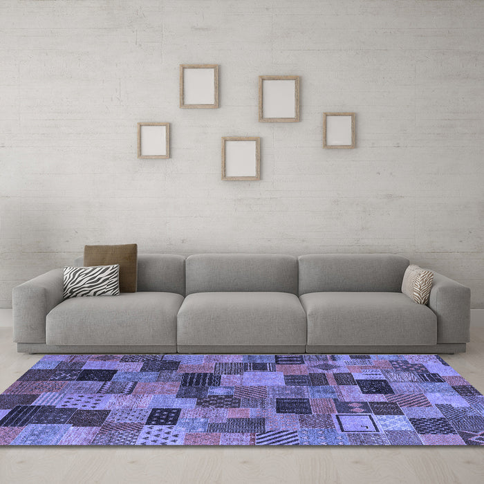 Machine Washable Abstract Blue Modern Rug in a Living Room, wshabs4222blu