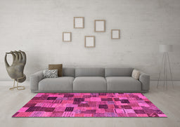 Machine Washable Abstract Pink Modern Rug in a Living Room, wshabs4222pnk