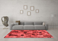 Machine Washable Abstract Red Modern Rug, wshabs4222red