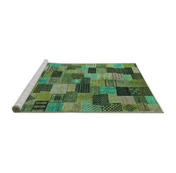 Sideview of Machine Washable Abstract Turquoise Modern Area Rugs, wshabs4222turq