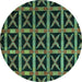 Round Abstract Turquoise Modern Rug, abs4223turq