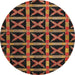 Round Abstract Red Modern Rug, abs4223