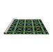 Sideview of Machine Washable Abstract Turquoise Modern Area Rugs, wshabs4223turq